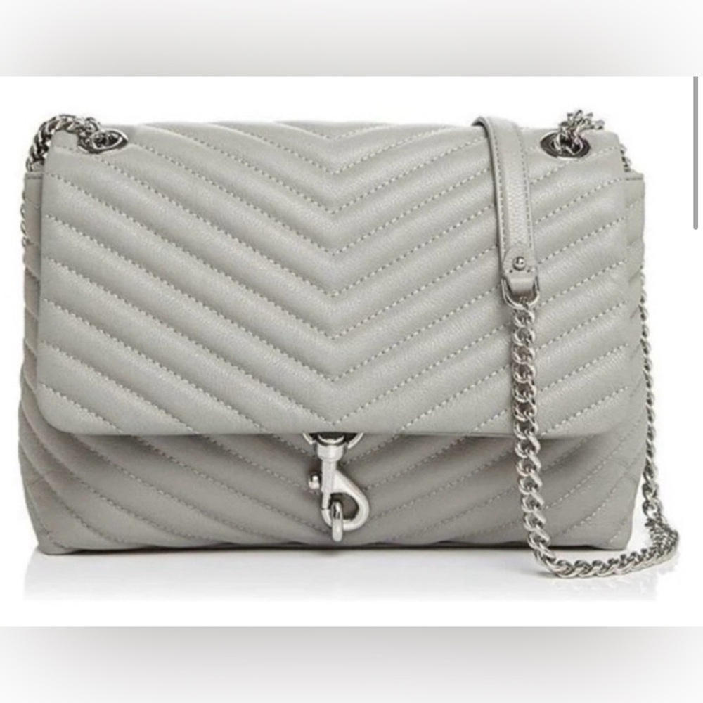 Rebecca Minkoff Chevron Quilted Shoulder Bag - Light Gray